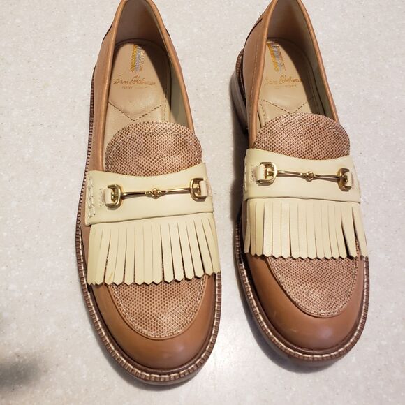 SAM EDELMAN NEW YORK Shoes Womens 8M Beige Horse Bit Cammi Kiltie Almond Loafers - Picture 11 of 12